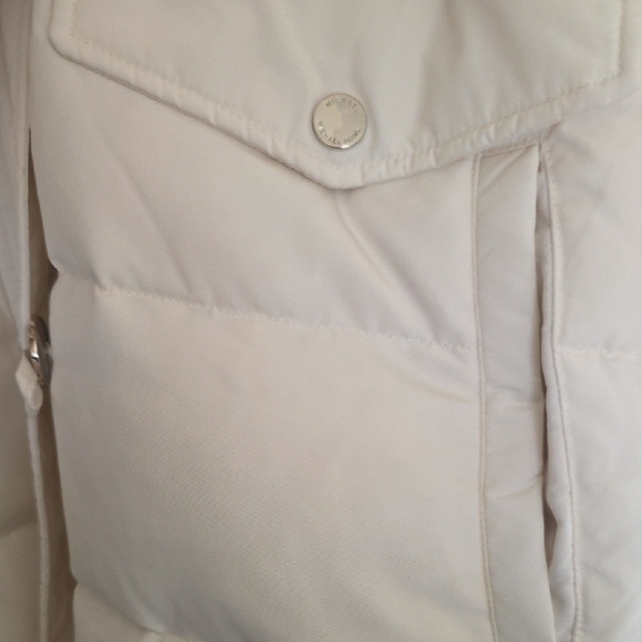 Michael Kors Cream Belted Puffer Jacket with Fur Hood - Picture 8 of 11